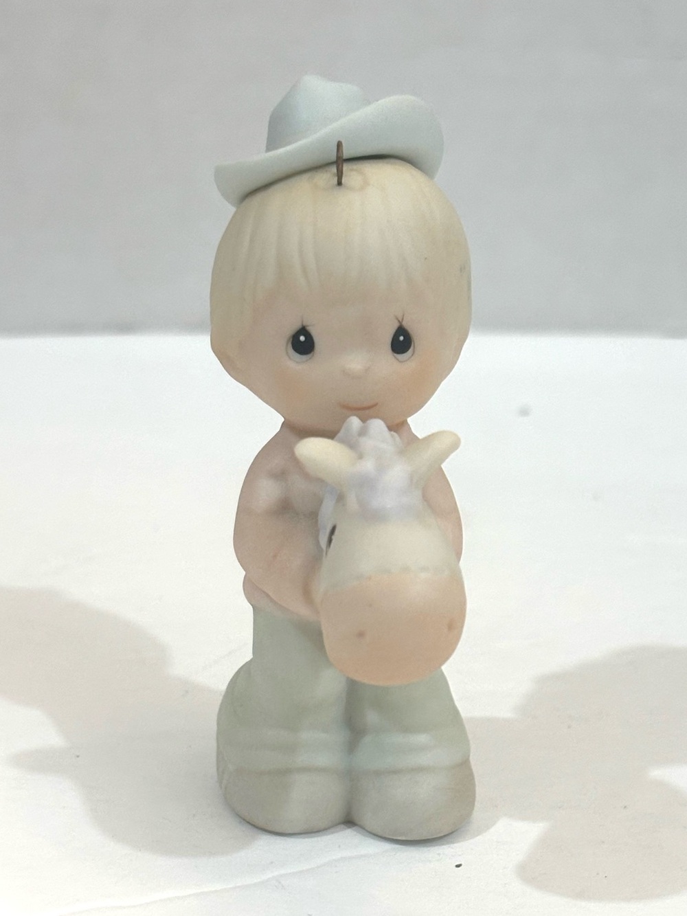 VINTAGE PRECIOUS MOMENTS “Happy Trails is Trusting Jesus” Porcelain Ornament